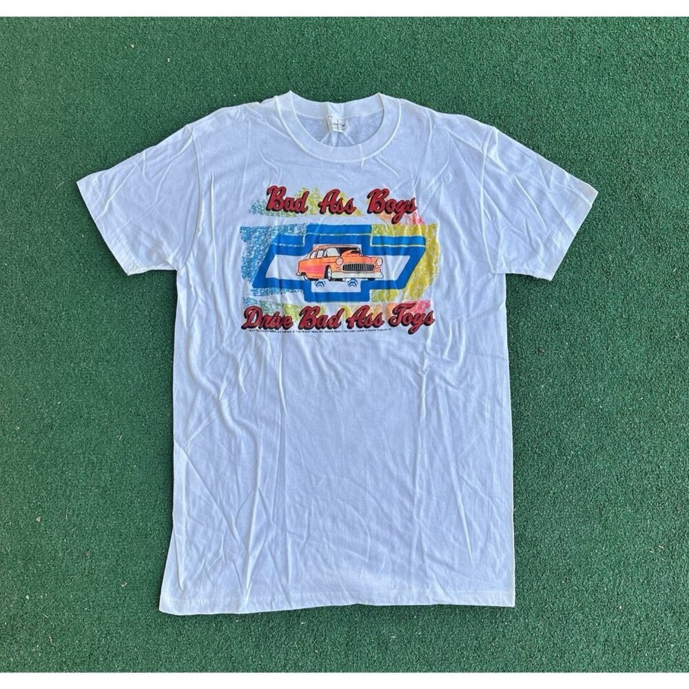 VTG 90s Chevy White Tshirt Bad Ass Boys Drive Bad Ass Toys Mens L